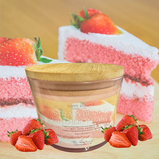 Strawberry Birthday Cake 3 Wick